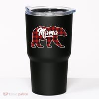 Family Christmas Matching Plaid Mama Bear Tumbler thumb 0