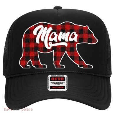 Family Christmas Matching Plaid Mama Bear Hat