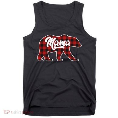 Family Christmas Matching Plaid Mama Bear Tank Top