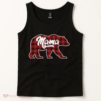 Family Christmas Matching Plaid Mama Bear Tank Top thumb 2