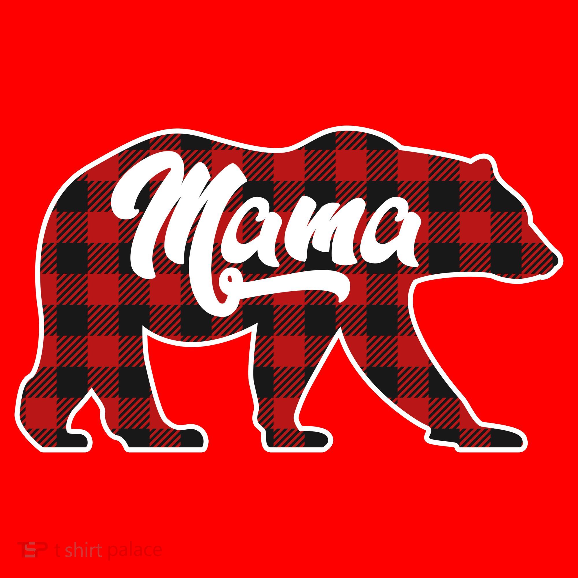 Family Christmas Matching Plaid Mama Bear Santa Hat