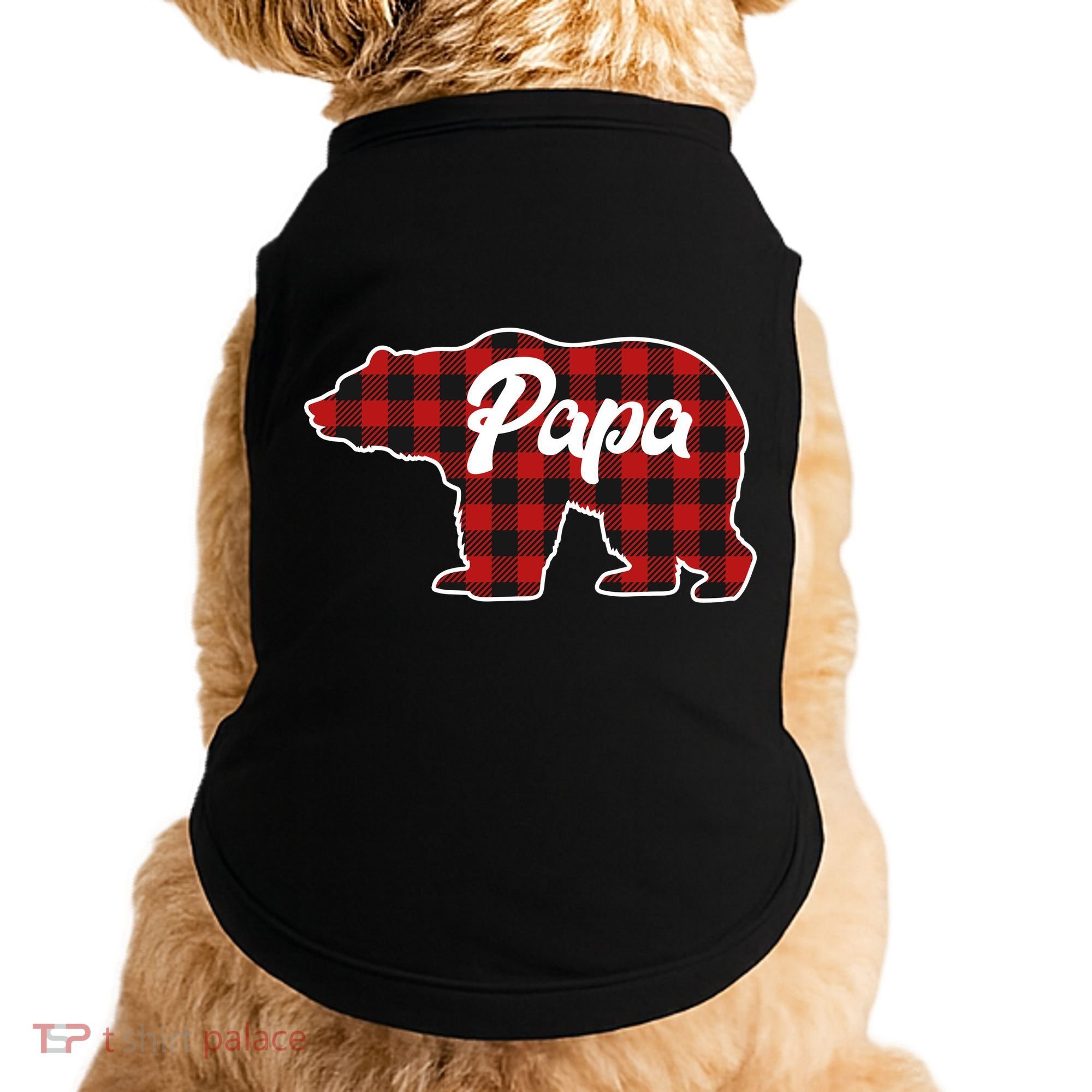 Family Christmas Matching Plaid Papa Bear Doggie Tank
