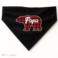 Family Christmas Matching Plaid Papa Bear USA-Made Doggie Bandana thumb 0