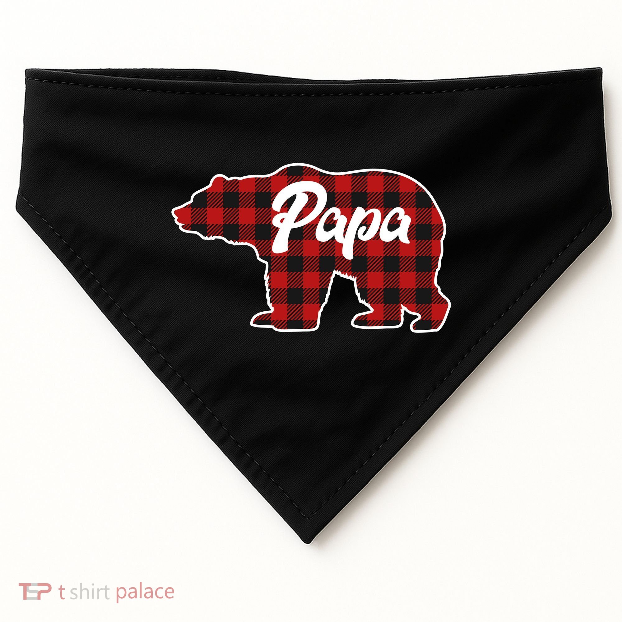 Family Christmas Matching Plaid Papa Bear USA-Made Doggie Bandana