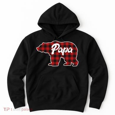 Family Christmas Matching Plaid Papa Bear Hoodie