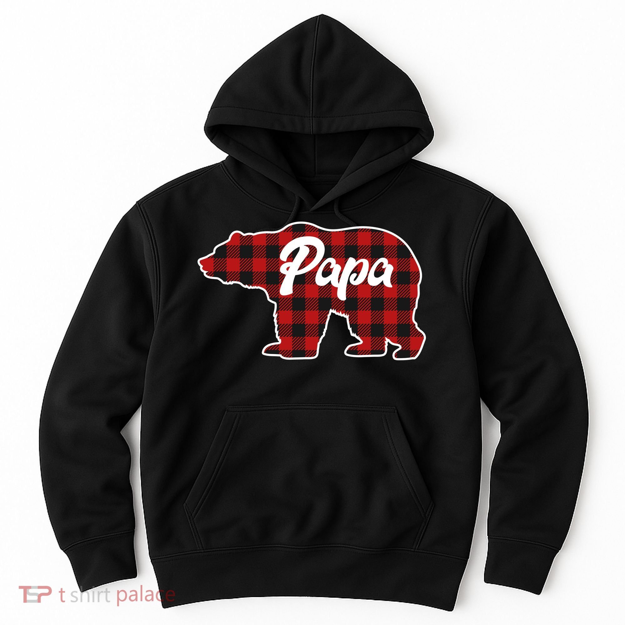 Family Christmas Matching Plaid Papa Bear Hoodie