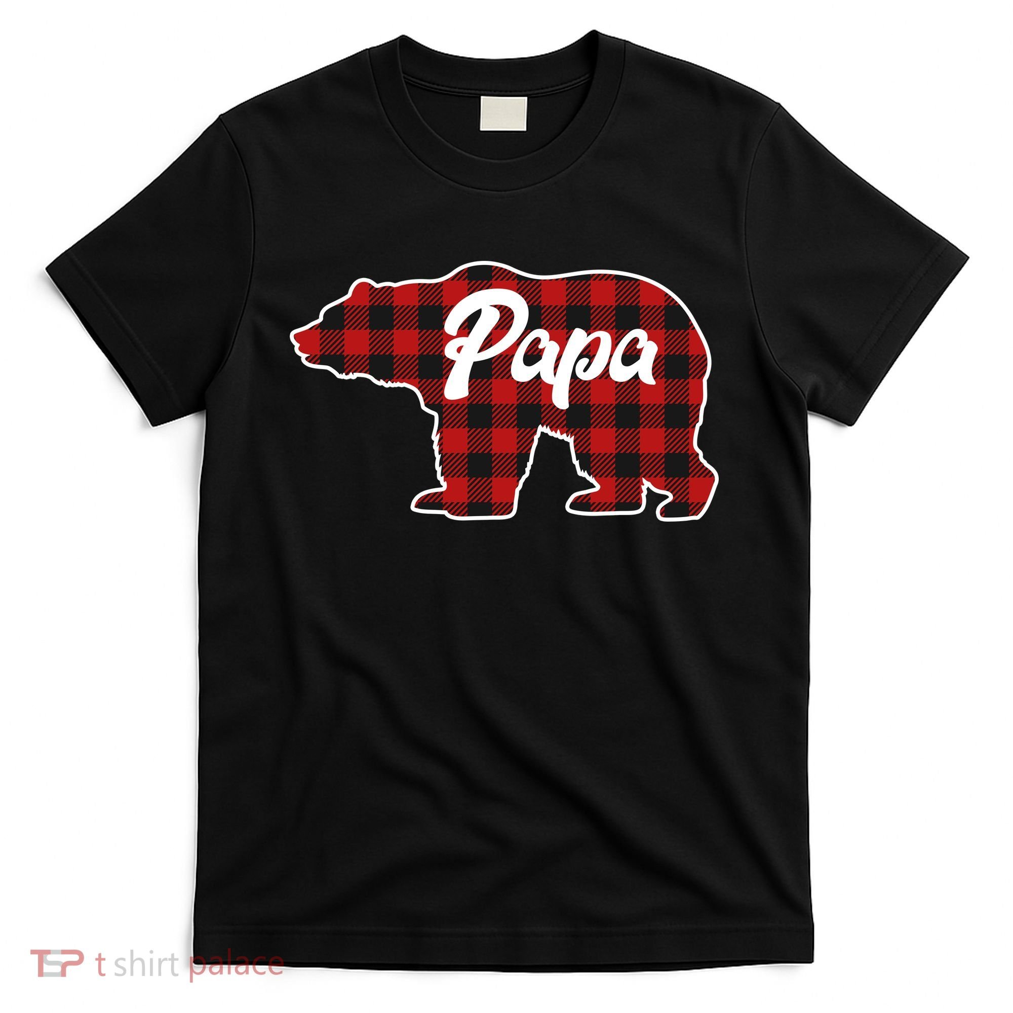Family Christmas Matching Plaid Papa Bear T-Shirt