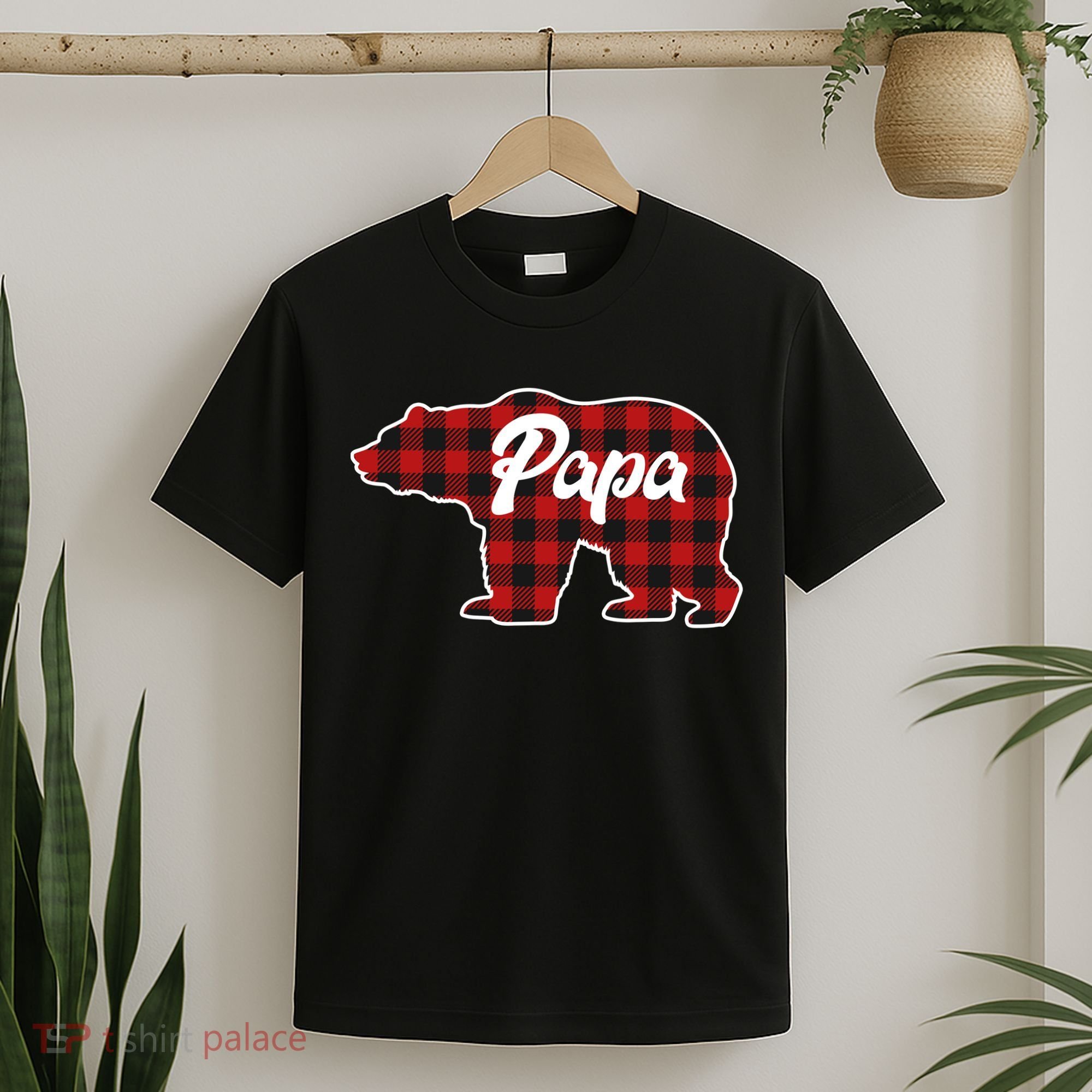 Family Christmas Matching Plaid Papa Bear T-Shirt