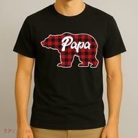 Family Christmas Matching Plaid Papa Bear T-Shirt thumb 3