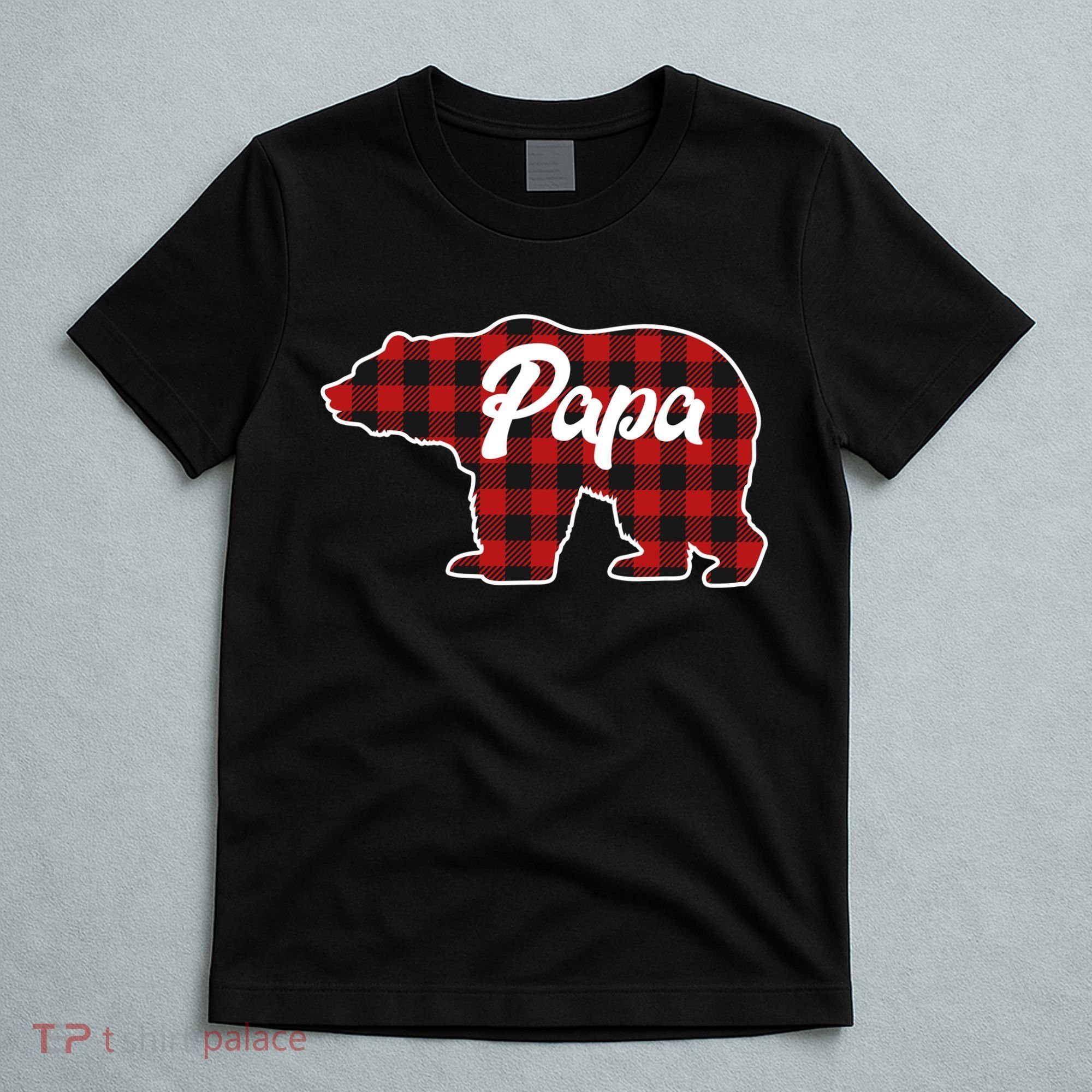 Family Christmas Matching Plaid Papa Bear T-Shirt