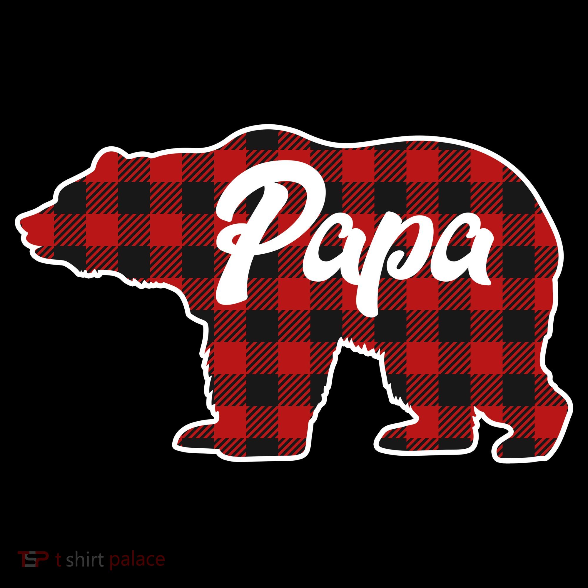 Family Christmas Matching Plaid Papa Bear T-Shirt