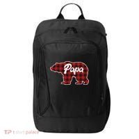 Family Christmas Matching Plaid Papa Bear City Backpack thumb 0