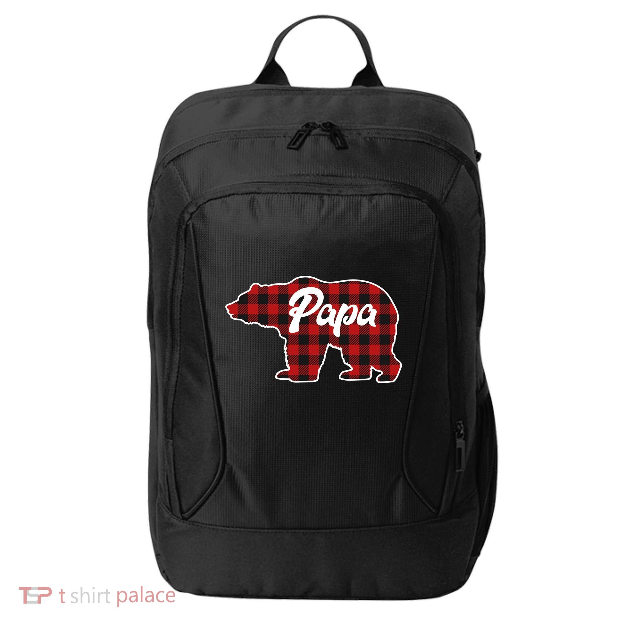 Family Christmas Matching Plaid Papa Bear City Backpack