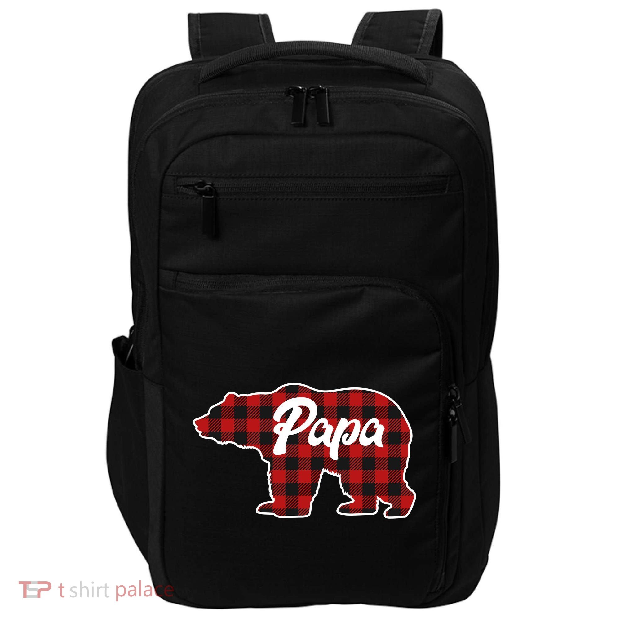 Family Christmas Matching Plaid Papa Bear Impact Tech Backpack