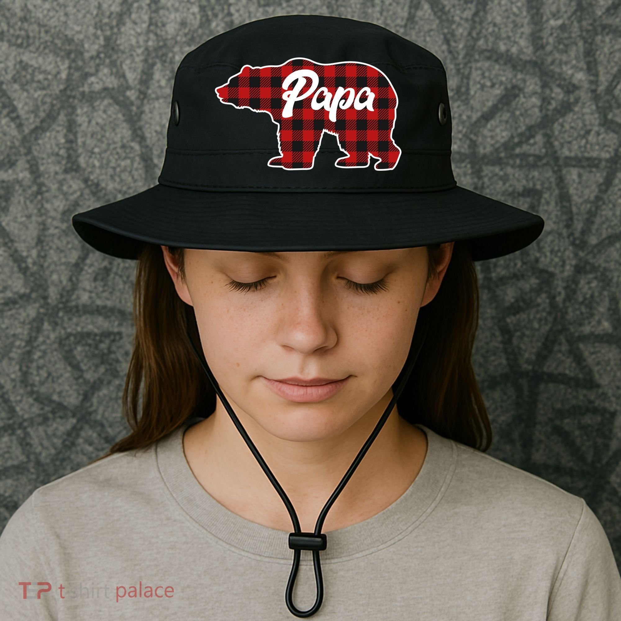 Family Christmas Matching Plaid Papa Bear Bucket Hat