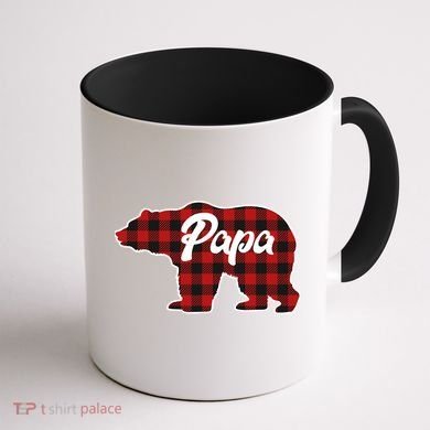 Family Christmas Matching Plaid Papa Bear Coffee Mug back