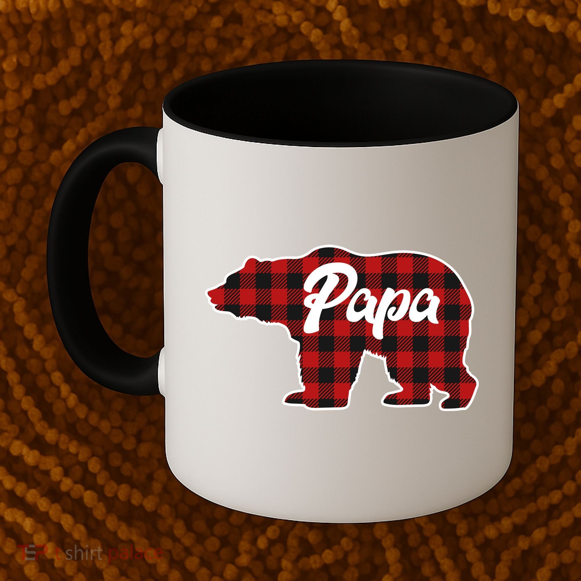 Family Christmas Matching Plaid Papa Bear Coffee Mug