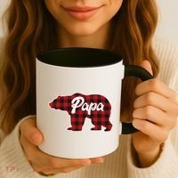 Family Christmas Matching Plaid Papa Bear Coffee Mug thumb 3