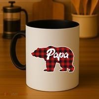 Family Christmas Matching Plaid Papa Bear Coffee Mug thumb 4