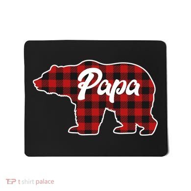 Family Christmas Matching Plaid Papa Bear Mousepad
