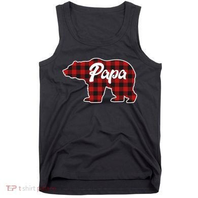 Family Christmas Matching Plaid Papa Bear Tank Top