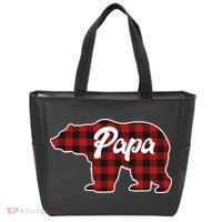 Family Christmas Matching Plaid Papa Bear Tote Bag thumb 0