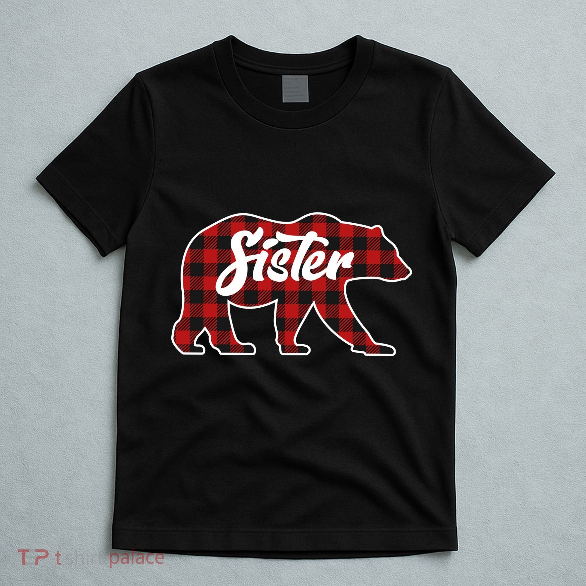 Family Christmas Matching Plaid Sister Bear T-Shirt