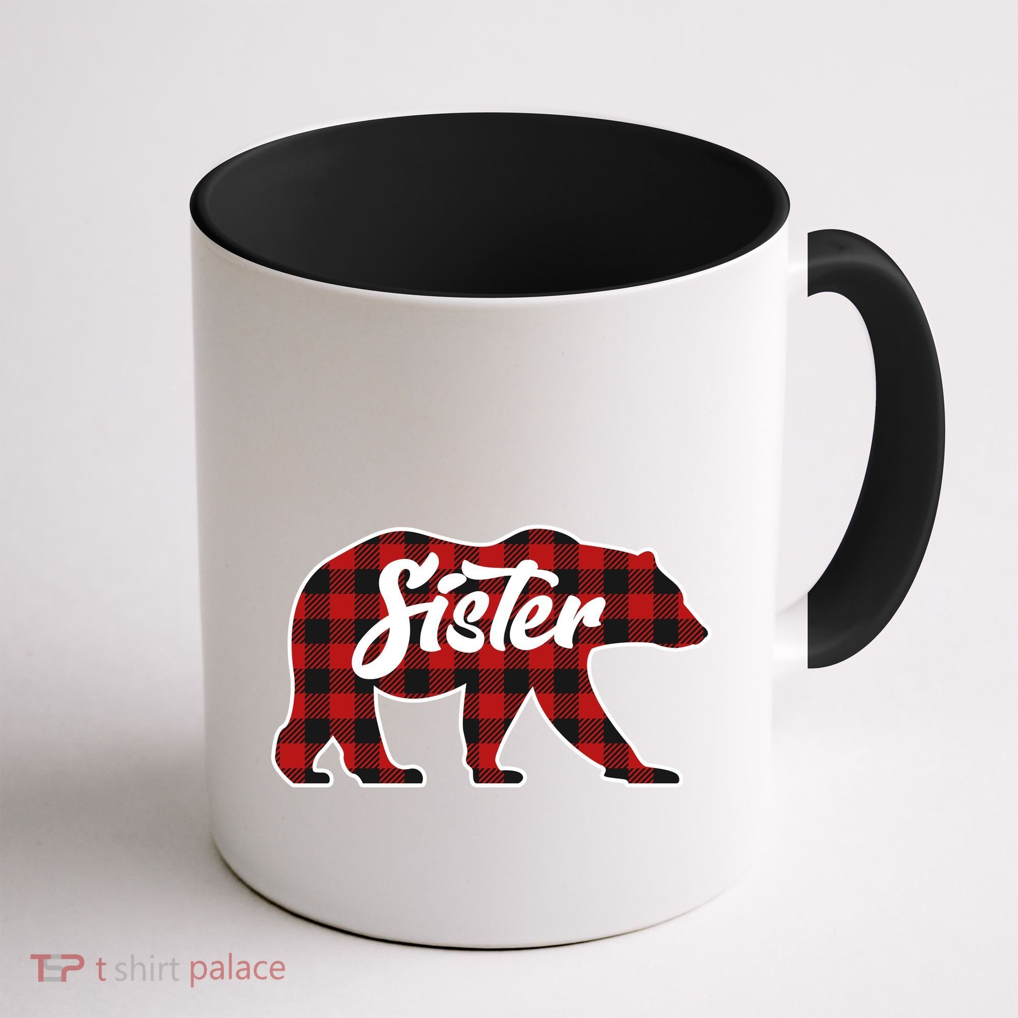 Family Christmas Matching Plaid Sister Bear Coffee Mug