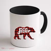 Family Christmas Matching Plaid Sister Bear Coffee Mug thumb 1