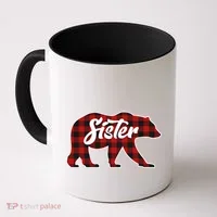 Family Christmas Matching Plaid Sister Bear Coffee Mug thumb 0
