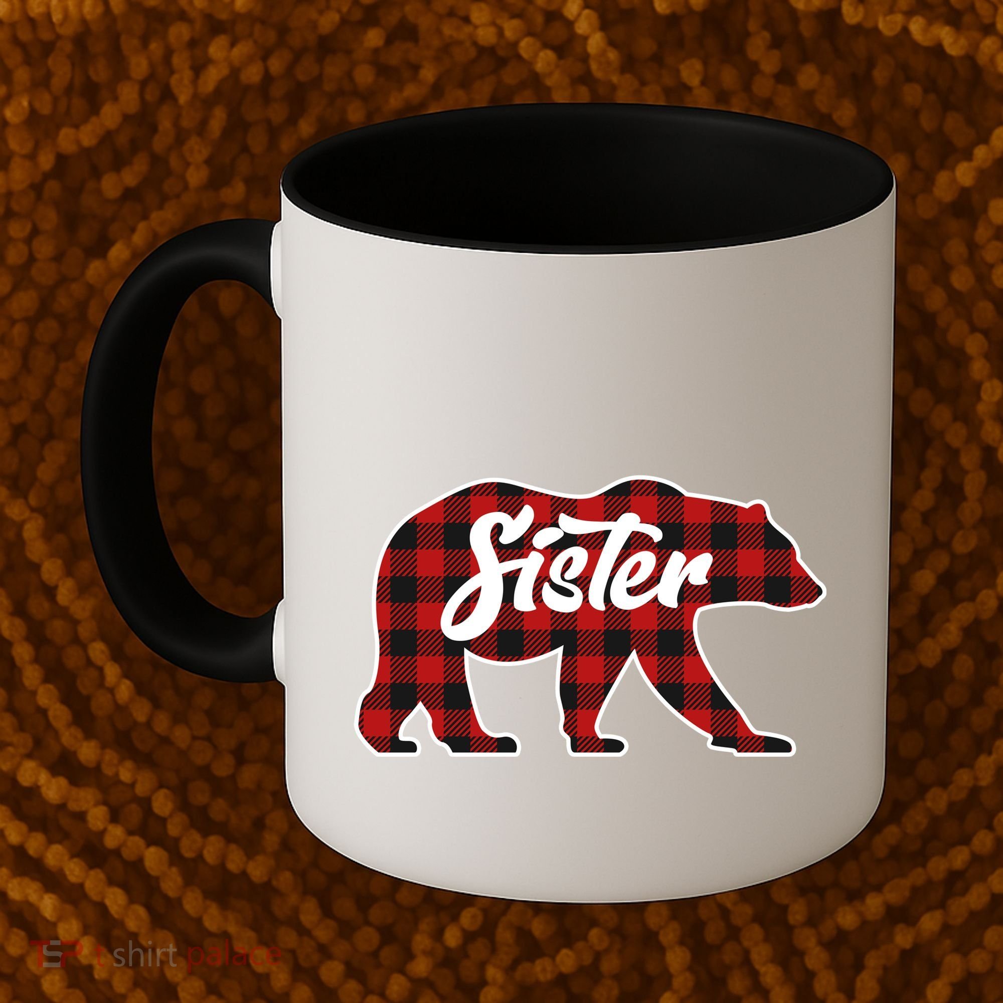 Family Christmas Matching Plaid Sister Bear Coffee Mug