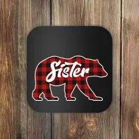Family Christmas Matching Plaid Sister Bear Coaster thumb 0