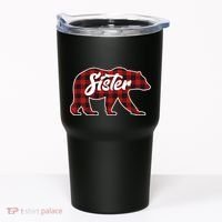 Family Christmas Matching Plaid Sister Bear Tumbler thumb 0