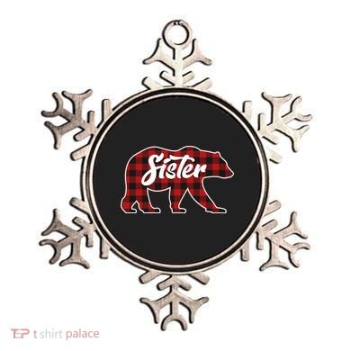Family Christmas Matching Plaid Sister Bear Ornament
