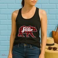 Family Christmas Matching Plaid Sister Bear Women's Tank Top thumb 2