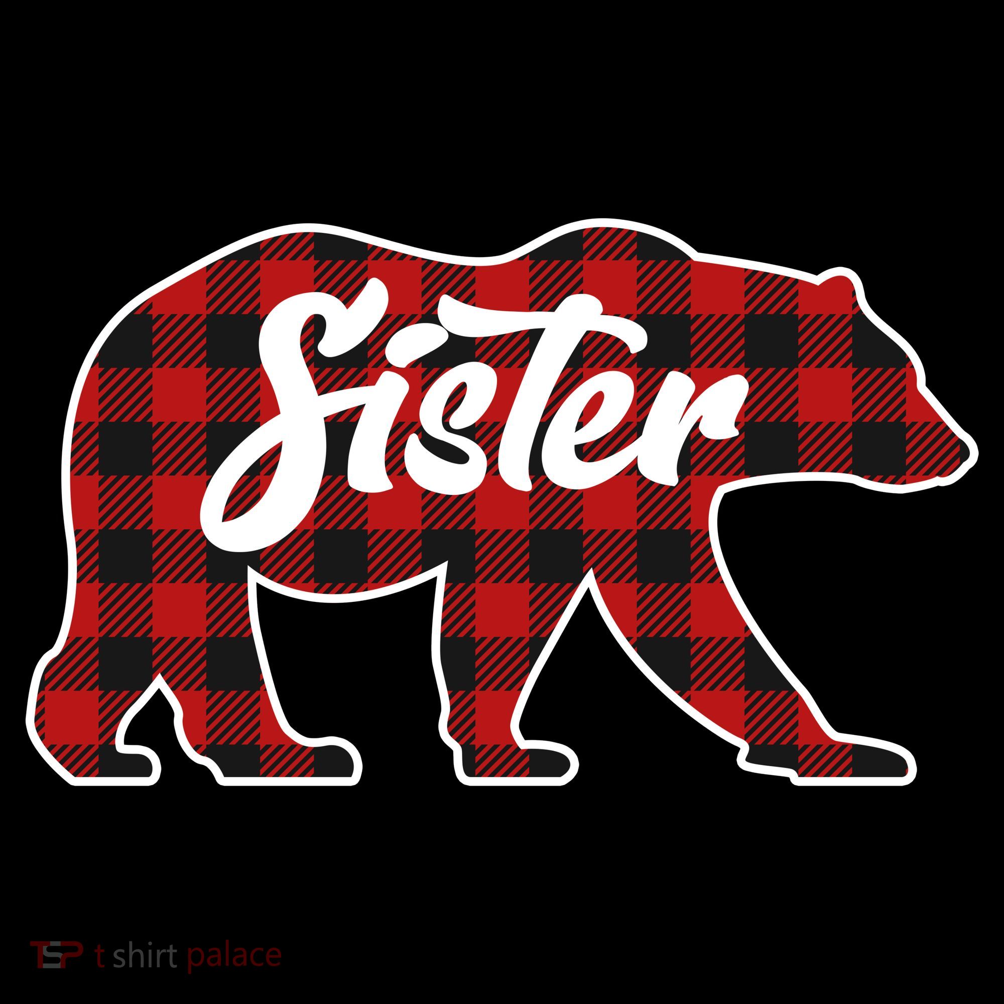 Family Christmas Matching Plaid Sister Bear Women's Tank Top