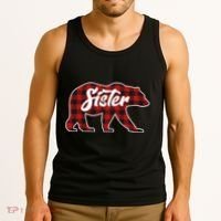 Family Christmas Matching Plaid Sister Bear Tank Top thumb 3