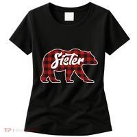 Family Christmas Matching Plaid Sister Bear Women's T-Shirt thumb 0