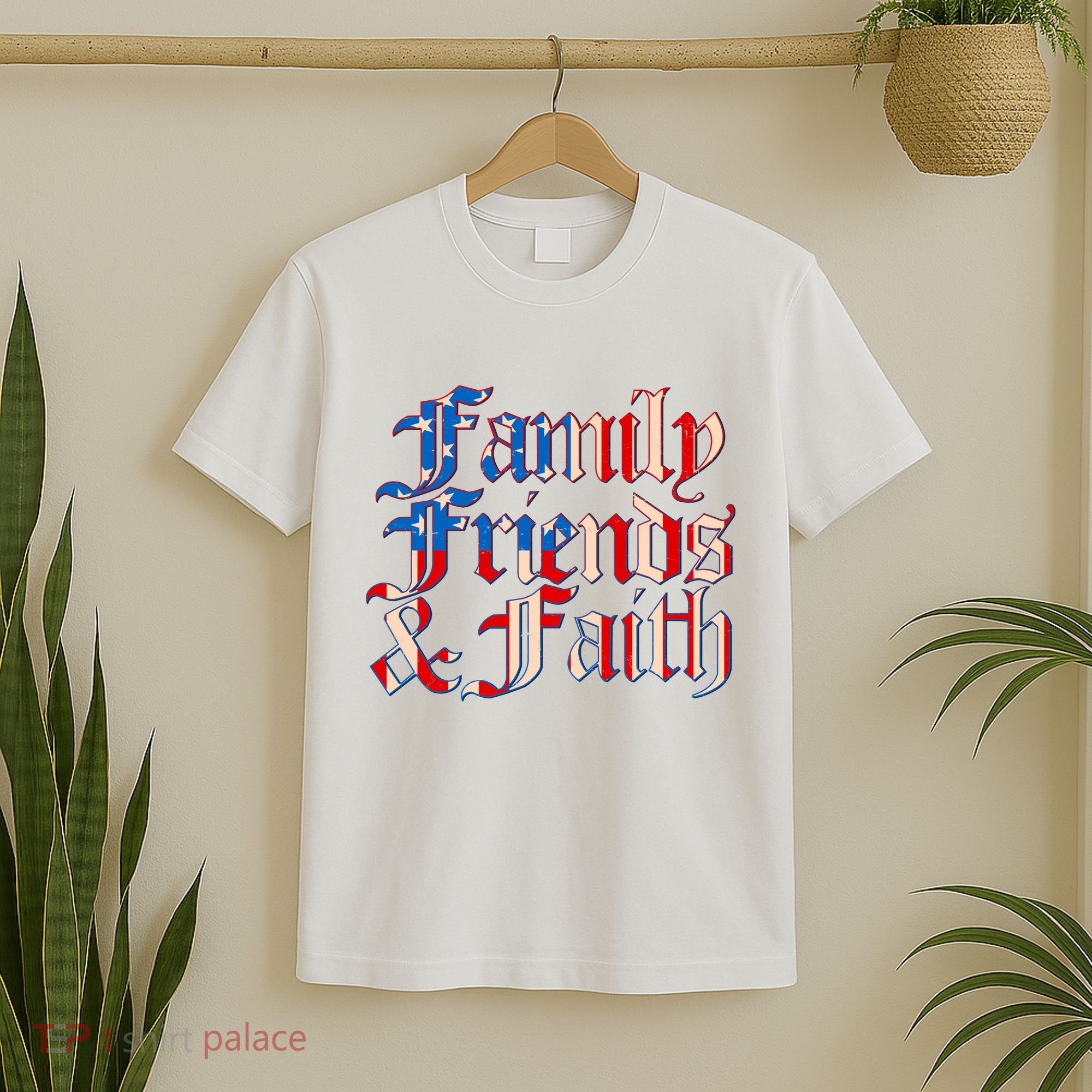 Family Friends & Faith Red White & Blue T-Shirt