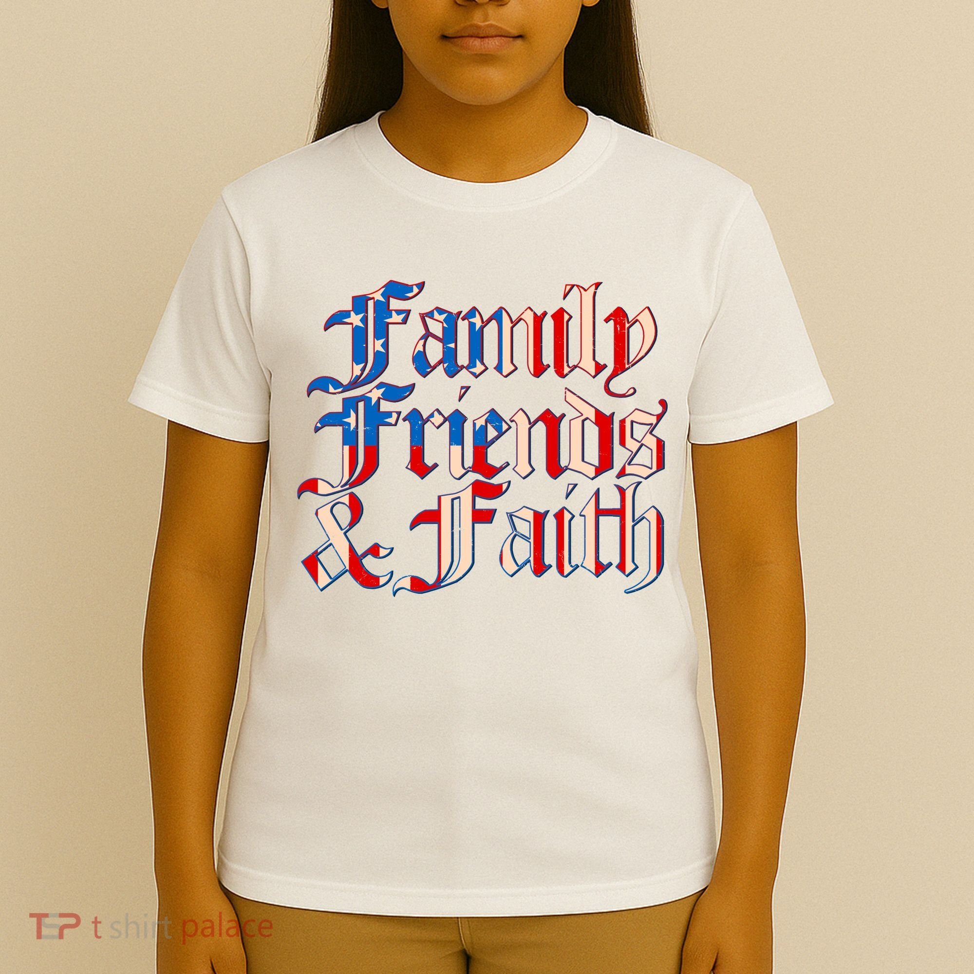 Family Friends & Faith Red White & Blue T-Shirt