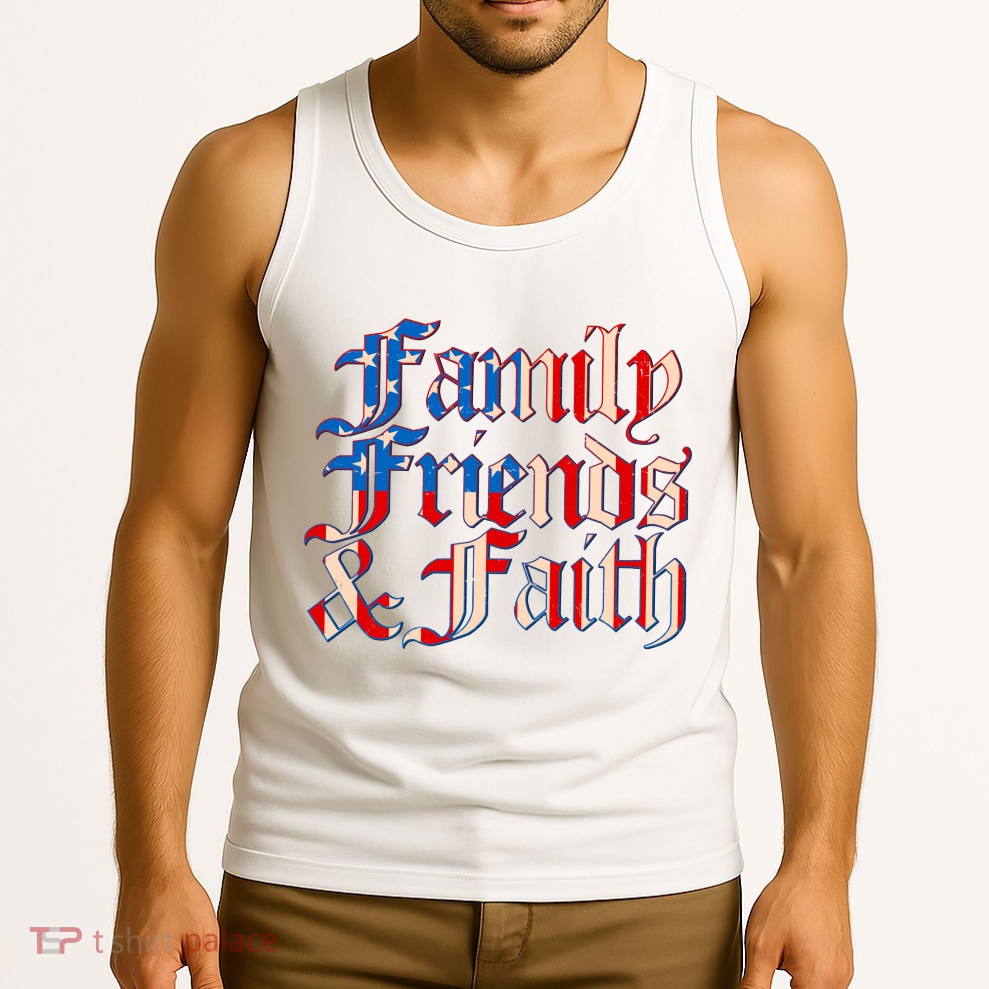 Family Friends & Faith Red White & Blue Tank Top