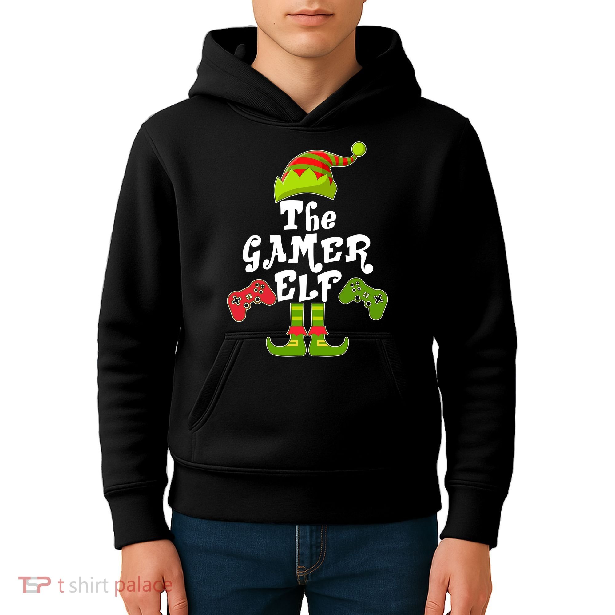 Family Matching Christmas The Gamer Elf Kids Hoodie