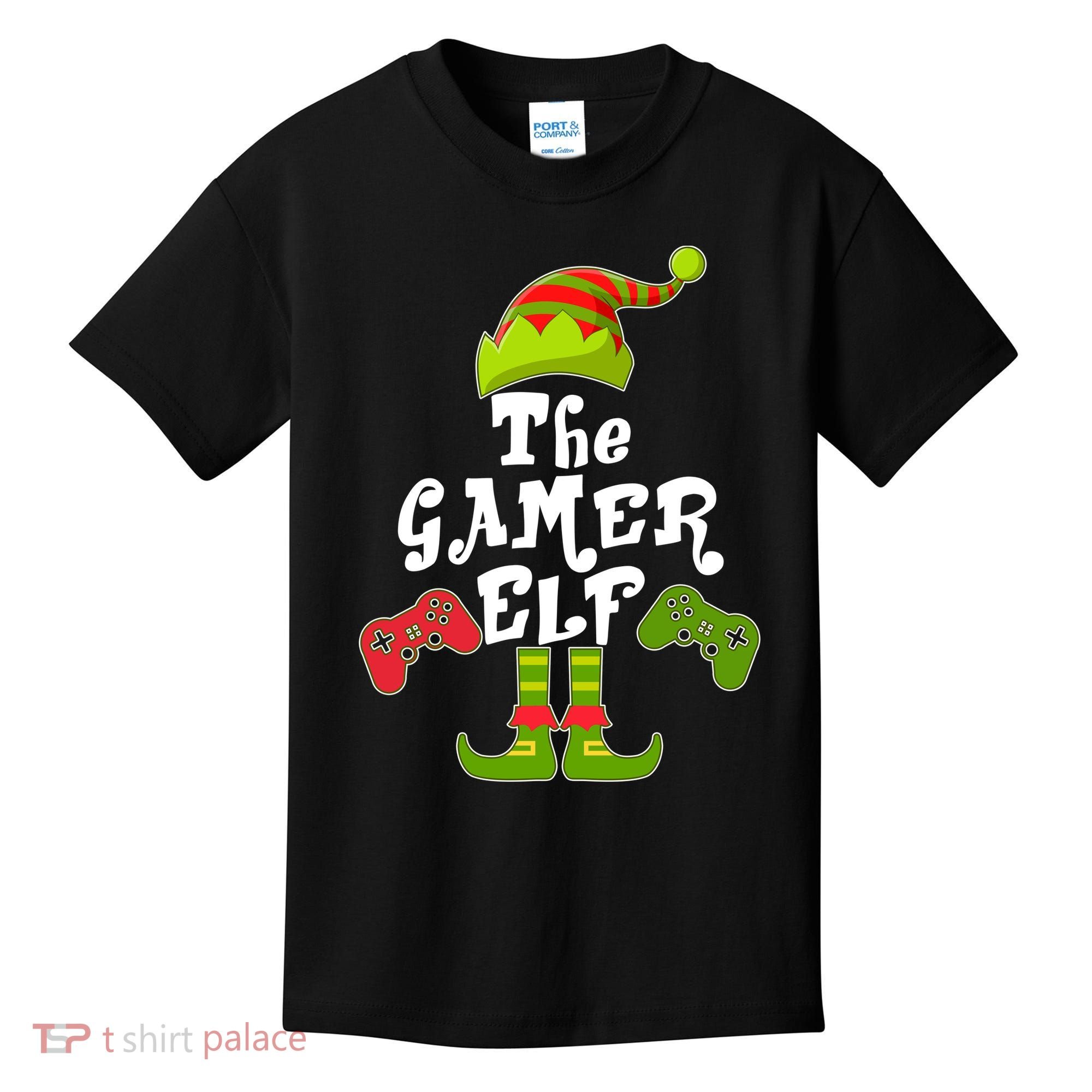 Family Matching Christmas The Gamer Elf Kids T-Shirt