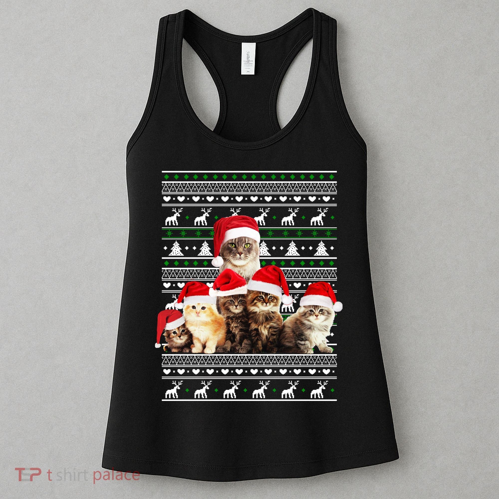 Family Of Kittens Ugly Christmas Sweater Women's Tank Top