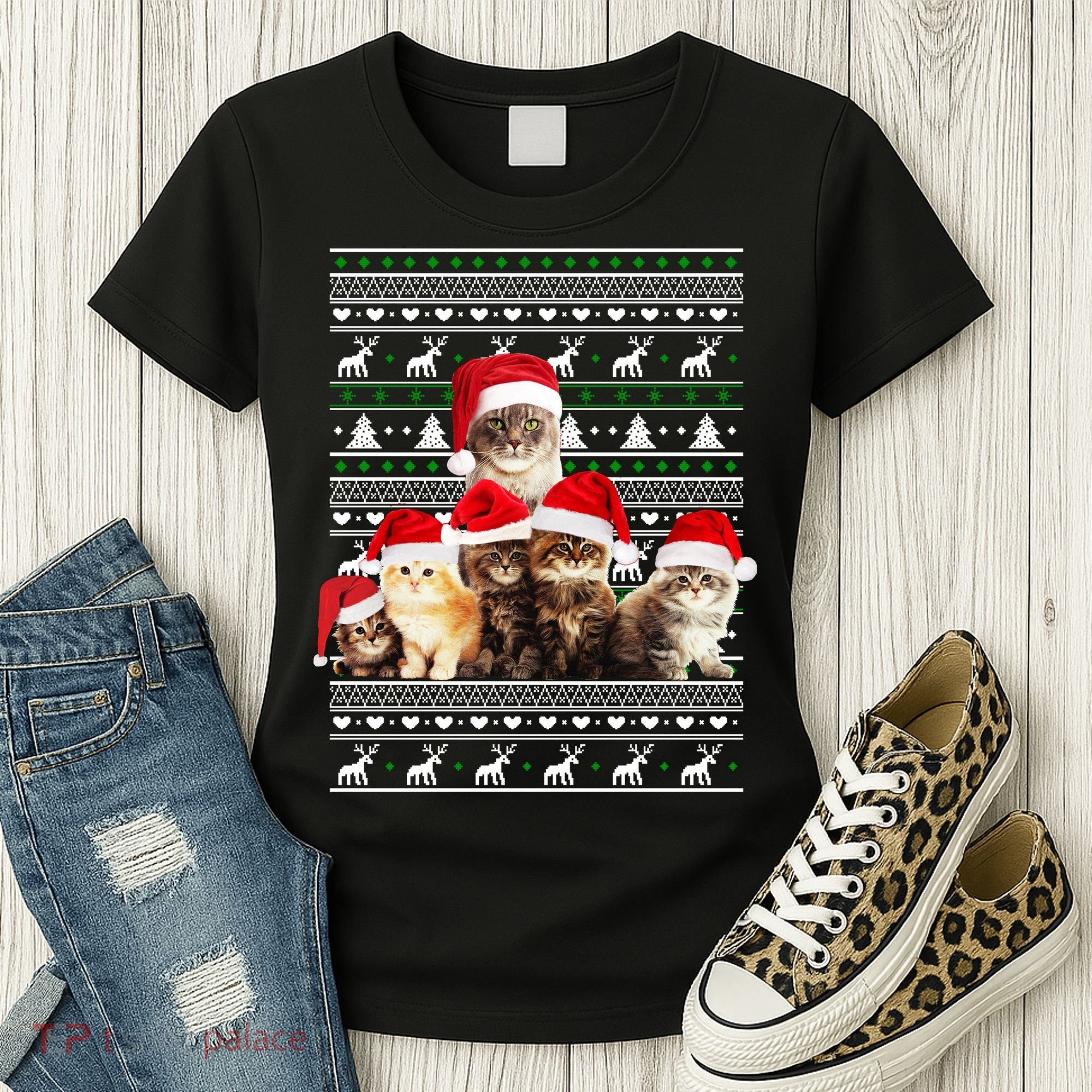 Family Of Kittens Ugly Christmas Sweater Women's T-Shirt