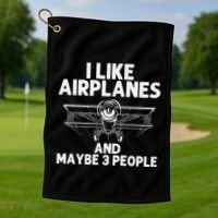 Funny Airplane Novelty Plane Aviation Pilot Gift Golf Towel thumb 1