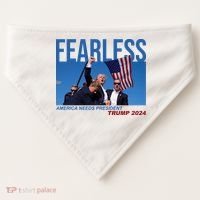 Fearless America Needs President Trump 2024 USA-Made Doggie Bandana thumb 0