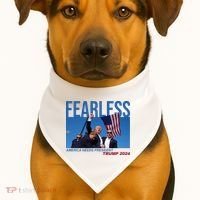 Fearless America Needs President Trump 2024 USA-Made Doggie Bandana thumb 1