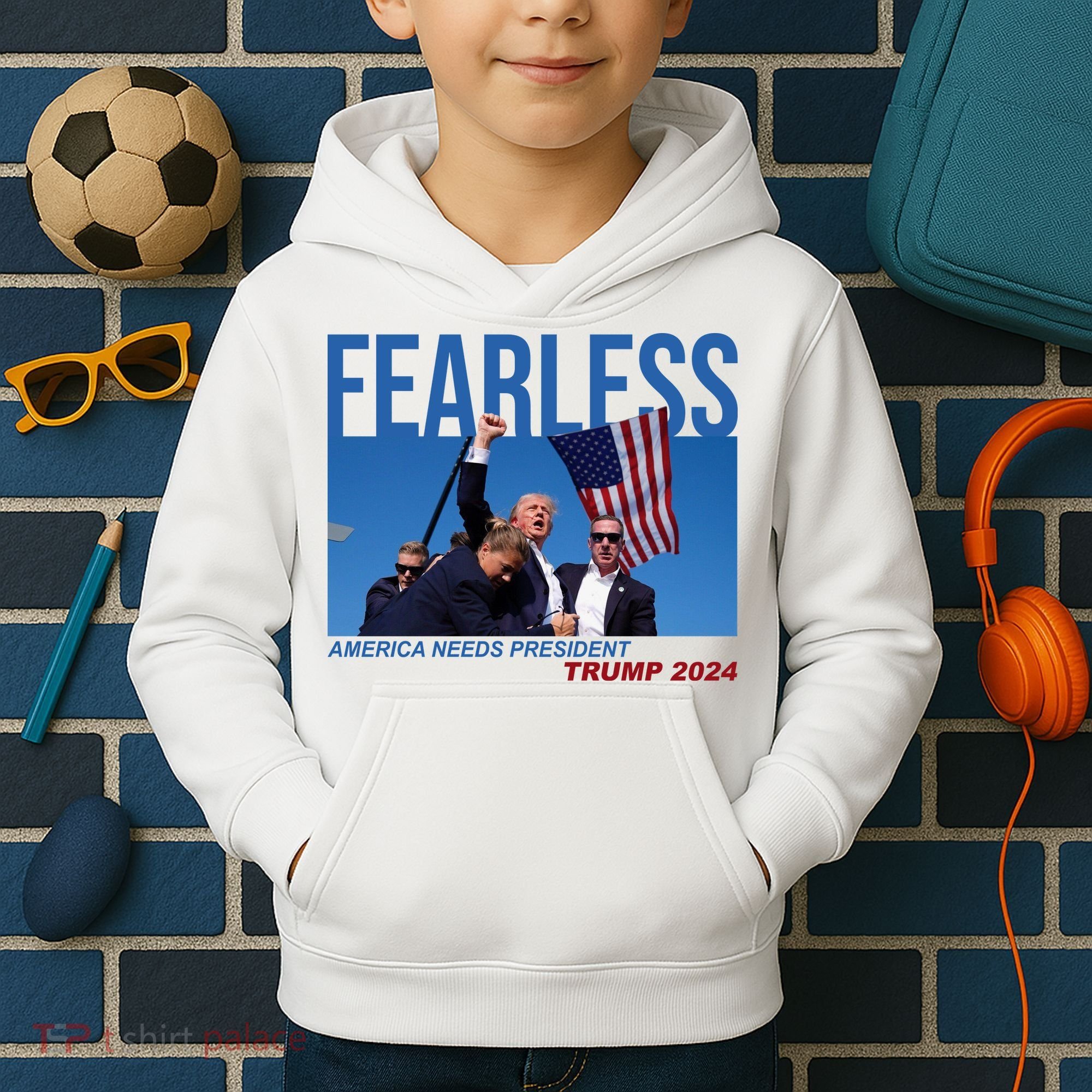 Fearless America Needs President Trump 2024 Kids Hoodie