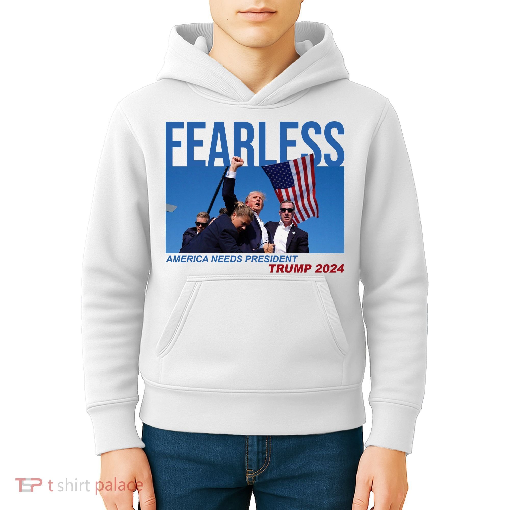 Fearless America Needs President Trump 2024 Kids Hoodie